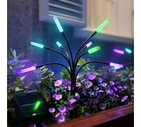 Nanoleaf Solar Garden Lights (2 Pack) with Remote Controller, 8 Warm White/Addressable Multicolour LEDs, Swinging Firefly Design, IP65 Waterproof Outdoor Lights Ideal for Pathway Yard & Patio