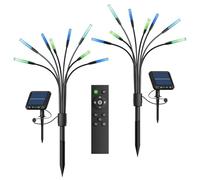 Nanoleaf Solar Garden Lights (2 Pack) with Remote Controller, 8 Warm White/Addressable Multicolour LEDs, Swinging Firefly Design, IP65 Waterproof Outdoor Lights Ideal for Pathway Yard & Patio