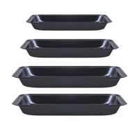 NANONAN 4 Pack Non Stick Oven Baking Tray, Heavy Duty Black Carbon Steel Cooking Oven Trays, Deep Roasting Tins Pans Suitable for Baking Pastry Cake Chicken Wings