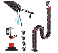NanoRS RS125 Cable duct organiser 1345 mm black red | Modular cable protection for desk | 2-channel organisation system without drilling | Gaming style cable management