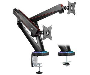 NanoRS RS887 2-Arms Gaming Monitor Holder Screen Handle Full Motion 17-32" 2x USB 3.0 Microphone Headphone Connection 1x USB 3.0 (Micro-B) LED Light Vesa 75x75 100x100 (2-arms)