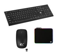 NanoRS Wireless QWERTY Keyboard + Mouse + Mouse Mat Set | 2.4 GHz, Range: up to 10 m | Mouse Resolution: 1200 DPI | Nano USB Receiver | Flat Design, Battery Operated, Black