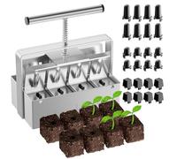 Nanovi Soil Blocker, 2 Inch Soil Block Maker with 3 Sizes Seed Pins & Comfortable Handle 8 Cell Handlheld Soil Blocking Tool for Seed Starting, Grow Seedling, Outdoor Plants, Greenhouses, Garden