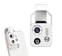 Nanozoom 200x Magnification Lens for iPhone - Phone Microscope with CPL Lens & LED Light, Universal Zoom Lens for Cell Phone, Nano Zoom 200x Magnifier (White)