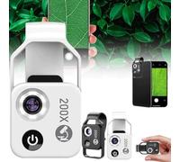 Nanozoom 200x Magnification,Nano Zoom CPL Lens,Portable 200x Mobile Phone Microscope Phone Magnifier,HD High-tech Clip-on Lens with Polarizer,Phone Microscope,Built-in Light,Microscope Lens Adapter