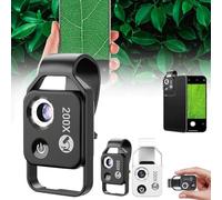 Nanozoom 200x Magnification,Nano Zoom CPL Lens,Portable 200x Mobile Phone Microscope Phone Magnifier,HD High-tech Clip-on Lens with Polarizer,Phone Microscope,Built-in Light,Microscope Lens Adapter