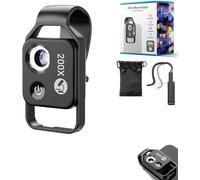 Nanozoom 200x Magnification, Phone Microscope Lens,Nanozoom High-Tech Clip-On Lens Turns Any Smartphone into a Pro-Microscope, Portable Digital Microscope Universal Lens (Black)