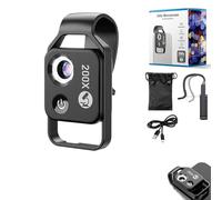 Nanozoom 200x Magnification, Phone Microscope with CPL Lens/LED Light, Phone Microscope Lens with LED Light, Portable Digital Microscope Universal Lens (Black)