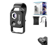 Nanozoom 200x Magnification, Phone Microscope with CPL Lens, Phone Microscope Lens with LED Light, Portable Digital Microscope Universal Lens (Black)