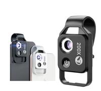 Nanozoom 200x Magnification Zoom, Nanozoom Cell Phone Lens, Nano Zoom Lens 200x for iPhone, Phone Microscope with Cpl Lens/LED Light and Universal Clip (Black)