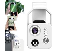 Nanozoom 200x Magnification Zoom, Zoom Camera, Microscope Lens, Nanozoom Cell Phone Lens, Pocket Microscope Camera-Black (White)