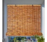 Nanquintilize Hand Woven Carbonized Reed Shades Balcony Partition Grass Curtain Bamboo Roller Blinds Privacy Blinds Window With Lifter Breathable Outdoor/indoor 50x80cm 60x90cm 70x100cm, Adjustable