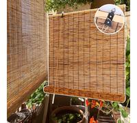 Nanquintilize Reed Roller Blinds 40cm 55cm 60cm 75cm 80cm 95cm 100cm Roll Up Blinds Bamboo Waterproof Window Bamboo Curtain For Home Office Reed Shades For Patio Bamboo Roman Shades Blackout