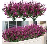 NANQWIN Artificial Flowers,12 Bundles Artificial Shrubs Bushes,Fake Flowers UV Faux Plants,Faux Plants Outdoor - Artificial Outdoor Plants and Flowers for Home Garden Wedding (fuchsia)
