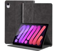 NANRUIL Case for iPad Mini 7th Gen A17 Pro Case 2024 and iPad Mini 6th Gen 8.3 Inch 2021 Genuine Leather Protective Tablet Case, Car Wake/Sleep, Grey