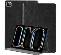 NANRUIL Case for iPad Pro 13 Inch M4 7th Generation 2024 (Model: A2925/A2926) Genuine Leather Tablet Protective Case Cover, Auto Wake/Sleep, Black