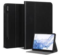 NANRUIL Case for Samsung Galaxy Tab S7/S8 11 Inch Case 2020/2022 (Model: SM-X700/X706/T870/T875) Genuine Leather Tablet Protective Case Cover with S Pen Holder and Auto Wake/Sleep, Black