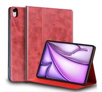 NANRUIL for Ipad Air 13-inch Case M2 2024(Model:A2898/A2899) Genuine Leather Cover Protective Shell,Auto Wake/Sleep.Red