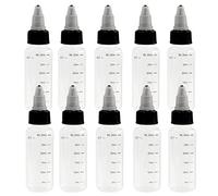 NANSHINE Graduated Bottles 10PCS 30ml(1oz) PET Plastic Pointed Bottles with Twist Top Cap Plastic Graduated PET Dropper Water Liquid Bottle