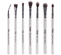 Nanshy Eye Shadow Brushes Set 7 Professional Eyeshadow Brushes inc Blending, Thin Liner, Angled Eye Brow, Flat Concealer - Vegan & Cruelty-Free - White