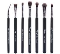 Nanshy Eyeshadow Brush Set 7 Professional Eye Make-up Brushes inc Blending, Thin Liner, Angled Eye Brow, Flat Concelear - Cruelty- Free & Vegan - Black
