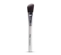 Nanshy Flat Foundation Brush - Precise Angled Make up Brush - Slanted Bronzer, Blusher, Liquid Foundation and Concealer Brush - (White/Chrome, Full Size)