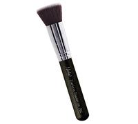 Nanshy Kabuki Flat Top Foundation Brush for Liquid Makeup - Flawless Foundation Blending Brush F01 - Buffing Buffer Face Make up Brush (Black/Chrome, Full Size)