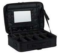 Nanshy Travel Makeup Case with Mirror & Zipper - Professional Large Cosmetics Nails Hair Makeup Organiser Vanity Box Makeup Bag with Compartments (Luggage Compatible)