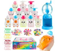 NANSIKE DIY Squishy Maker Station - 12 Animal Squishies with Sparkles, Add Water to Make Your Own Squishies or Schoolbag & Backpack Pendant | Squeeze and Stress Relief