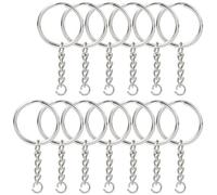NANSSY 150 Pcs 1 Inch/25mm Split Keyrings with Chain Silver Keychain Ring, Key Chains Rings Parts with Open Jump Ring and Connector.