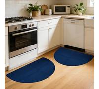 Nanstone Half Circle Navy Kitchen Rugs,2 Pack 17”x30”, Non-Slip Water Oil Absorbent Kitchen Mats, Machine Washable Floor Protector,Braided Quick Dry Kitchen Standing Mat for Kitchen Dinning