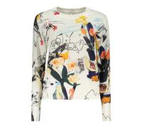 Nantes Crew Neck Long-Sleeved Patterned T-Shirt with Logo- female- Desigual- Round-neck Knitwear- White- S- Knitwear S