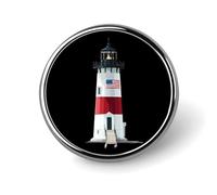 Nantucket Brant Point Lighthouse Novelty Metal Badge 1″ Round Brooch Pin Clothes Hat Bag Tie Accessories Decor