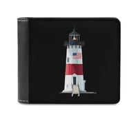 Nantucket Brant Point Lighthouse Slim Men's Wallets Soft Front Pocket Bifold Wallet with ID Credit Card Holder