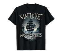 Nantucket Massachusetts Since 1659 Vintage Storm Ship Value Graphic T-Shirt, Men, Black, M