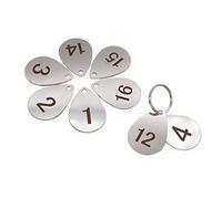 NanTun 304 Stainless Steel Drop Shape Key Tags with Ring 5 pcs, Laser Number ID Tags Keychain, Numbered Key Rings - 1 to 5