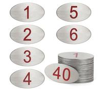 NanTun 304 Stainless Steel Engraved Oval Table Red Numbers (1-40) Pubs Restaurants Clubs - 1 to 40