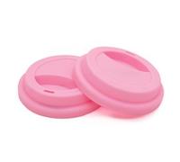 NanTun Silicone Drinking Lid Spill-Proof Cup Lids Reusable Coffee Mug Lids Coffee Cup Covers 2 Pcs - Pink