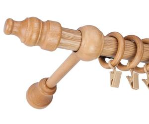 Nantural wood, Single Wooden Curtain Pole, 150 cm (59.05"), Light Oak