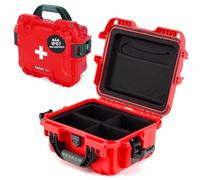 NANUK 905 Waterproof First Aid Box Empty with Lid Organizer & Dividers - Durable Medical First Aid Organizer Case, IP67-Rated, Dustproof, Impact-Resistant, Floats (12.5” x 10.1” x 6”) - Red
