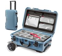 NANUK 935 Hard Case with Padded Divider - Waterproof Equipment Case with Wheels, 22” x 14” x 9” - Dustproof and Impact Resistant, Airline Carry-On Approved - Cyan