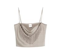 Nanushka fringe-detail sleeveless top - Grey XXS-XS-S-M-L-XL