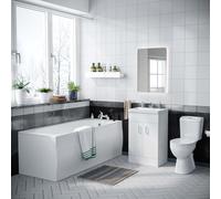 Nanuya 1700mm Bath, Close Coupled Toilet & 500 mm Flat Pack Vanity Cabinet