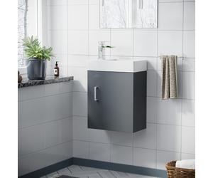 Nanuya 400mm Cloakroom Wall Hung Basin Vanity Unit Grey