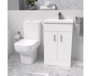 Nanuya 500mm Cloakroom Suite with Basin Vanity and Close Coupled Toilet