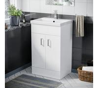 Nanuya 500mm Freestanding Gloss White Mdf Vanity Cabinet With Ceramic Basin Sink