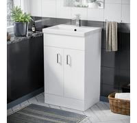 Nanuya 500mm Freestanding Gloss White MDF Vanity Cabinet with Ceramic Basin Sink