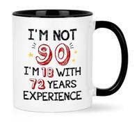 NANVIER 90th Birthday Gifts - I'm Not 90 Mug, Best 80th Birthday Gift for Grandma, Grandpa, 11 Oz
