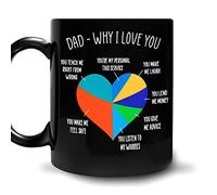 NANVIER Appreciation Gifts for Dad Papa Father from Son Daughter - Birthday Christmas Father's Day - Dad Why I Love You Colorful Heart Meaningful 11oz Black Ceramic Coffee Tea Mug for Men