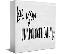 NANVIER Be You Unapologetically Wood Box Sign Desk Decor,Motivational Table Decor,Wood Block Plaque Tabletop Decoration 5X5 Inches